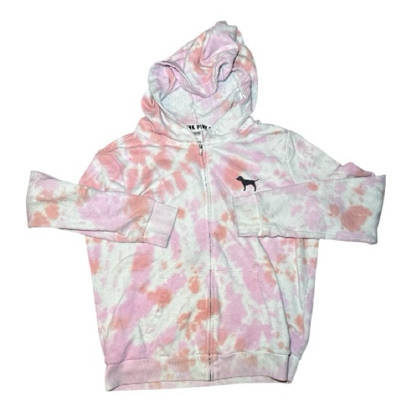 PINK Victoria's Secret Tops - PINK Victoria's Secret Tie Dye Zip Hoodie Medium